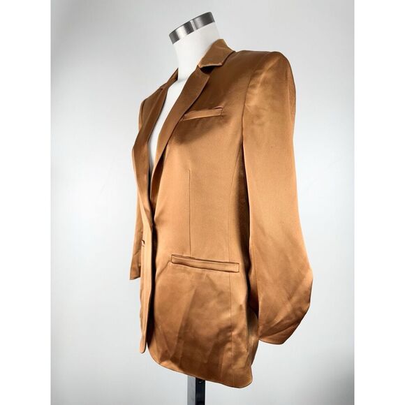 Cinq A Sept Khloe 3/4 Ruched Sleeve Blazer In Yellow Size 2 Dark Marigold - Picture 3 of 6